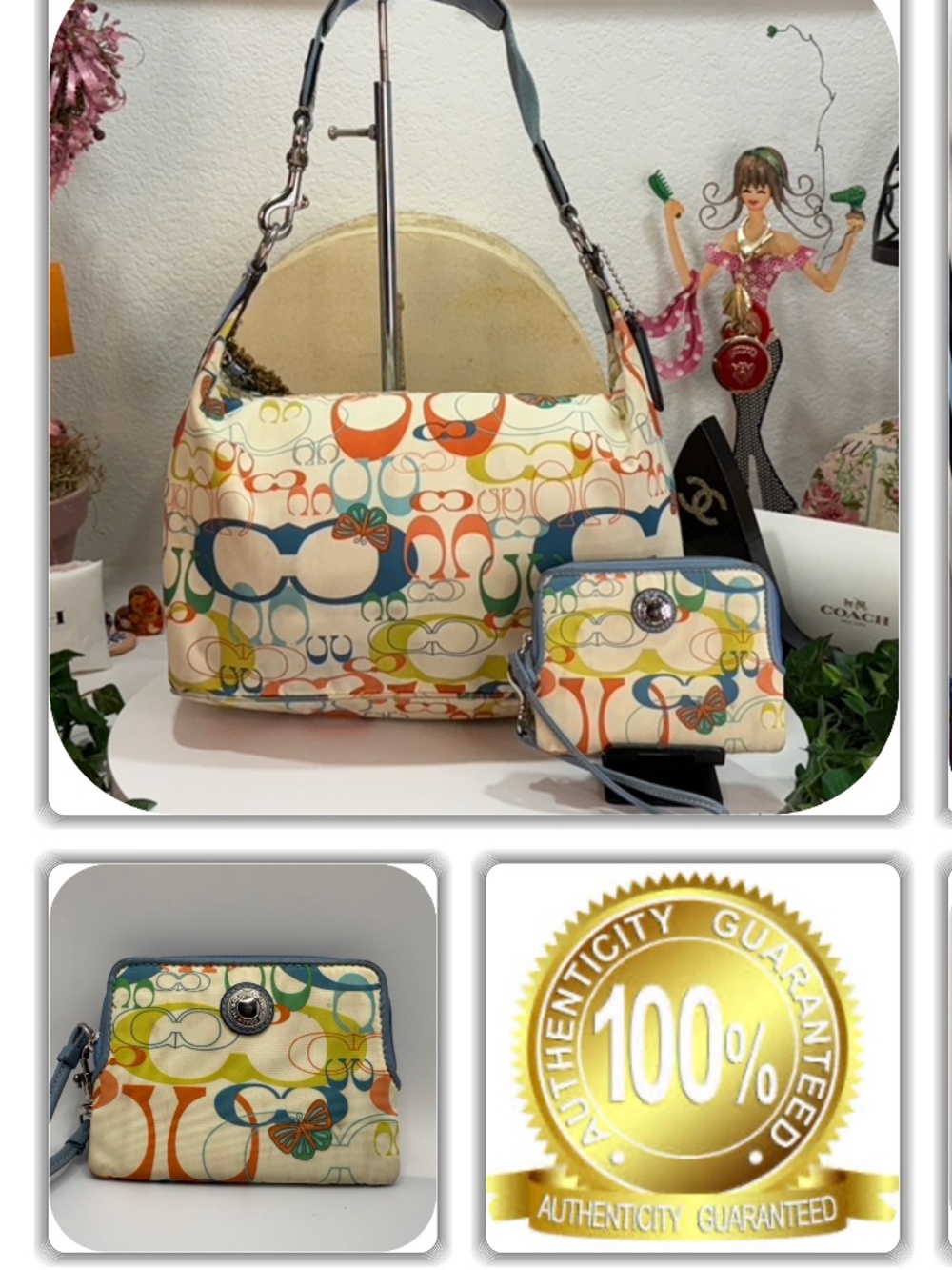 ELEGANT COACH MULTI-COLOR MATCHING HANDBAG SET! (LIMITED EDITION) (2 LOT)